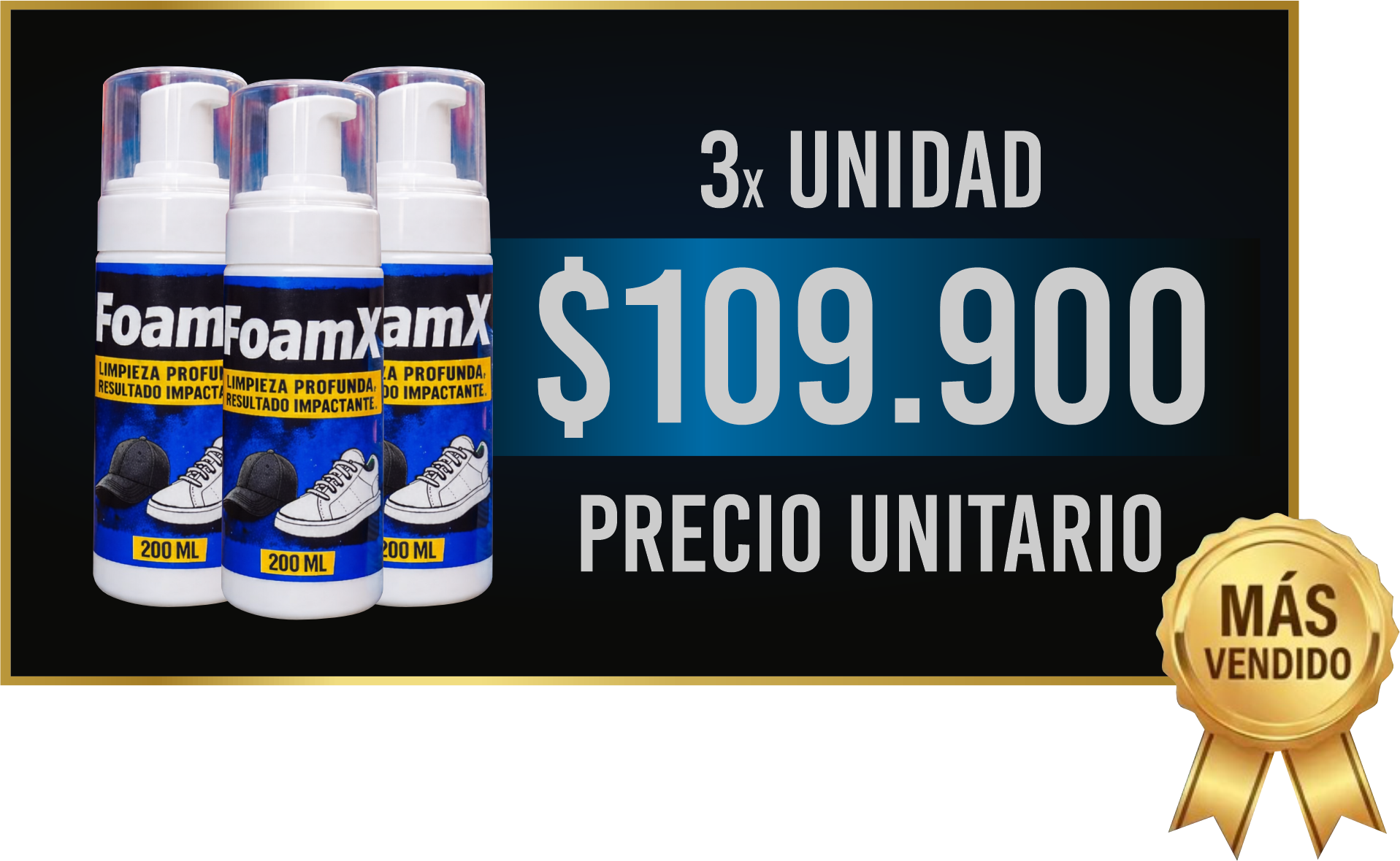 3 unidades FoamX por $109.900 — más vendido